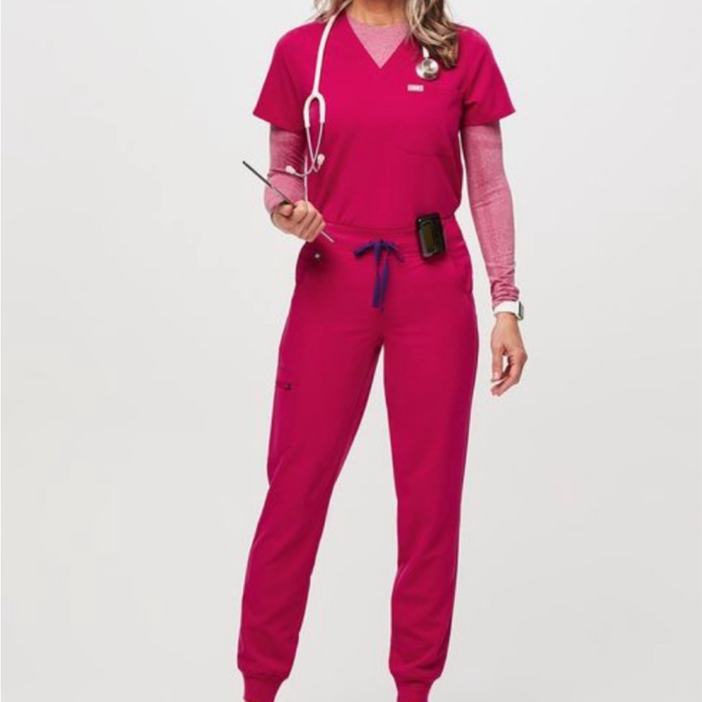 Figs Pink Jogger-Style Track Pants